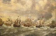Episode from the Four Day Battle at Sea, 11-14 June 1666, in the second Anglo-Dutch War willem van de velde  the younger